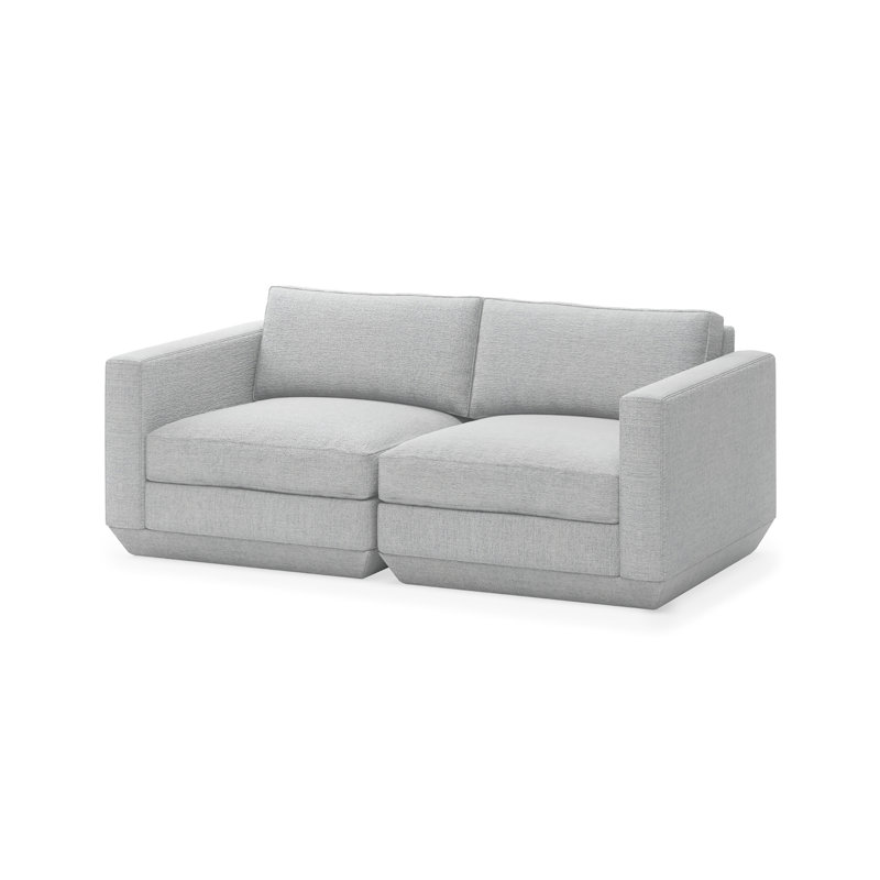 Canapé modulaire 2 pièces Podium, Sergé de performance argent Bayview