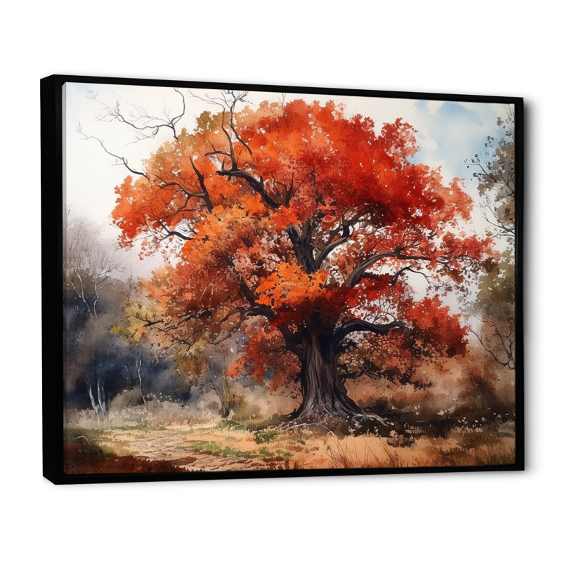 «Keneilwe Fall Foliage Tree In The Woods I», reproduction sur toile, H 30 po x l 40 po x P 1,5 po, Cadre flottant noir