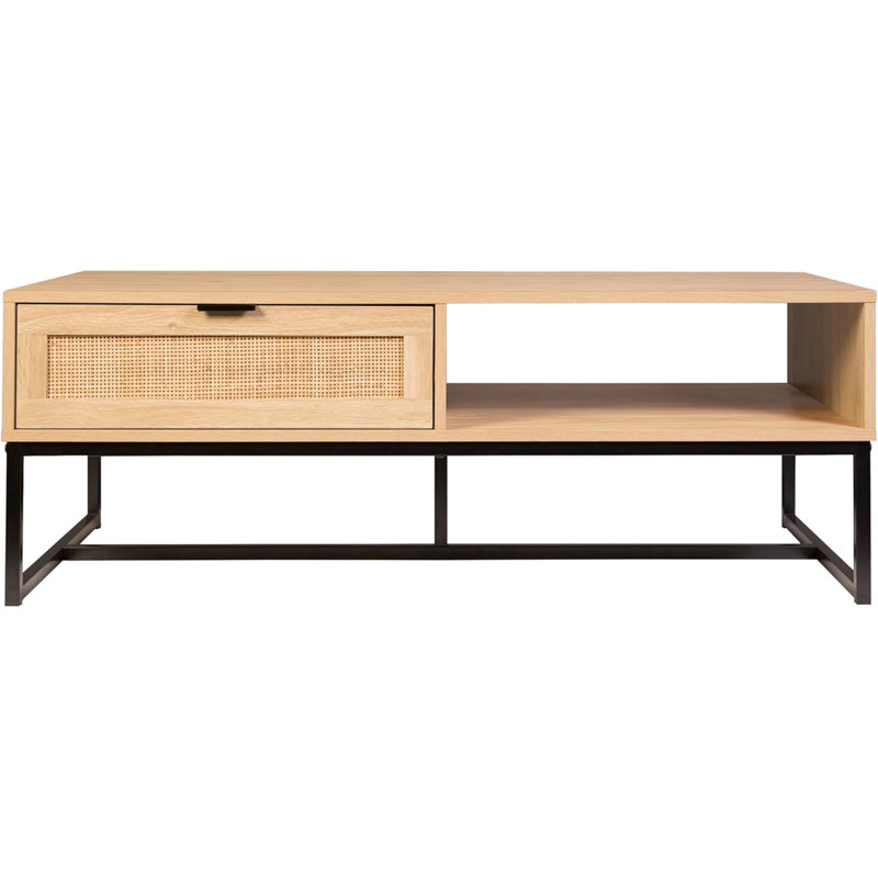 Tv Stand In Coastal Modern Fashion, Natural Wood, Drawer And For Display Wood With Drawer, Storage , Build Quality, 21 Inches Wide