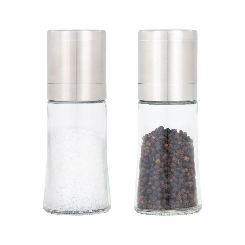 Stainless Steel and Glass Salt and Pepper Grinder Set