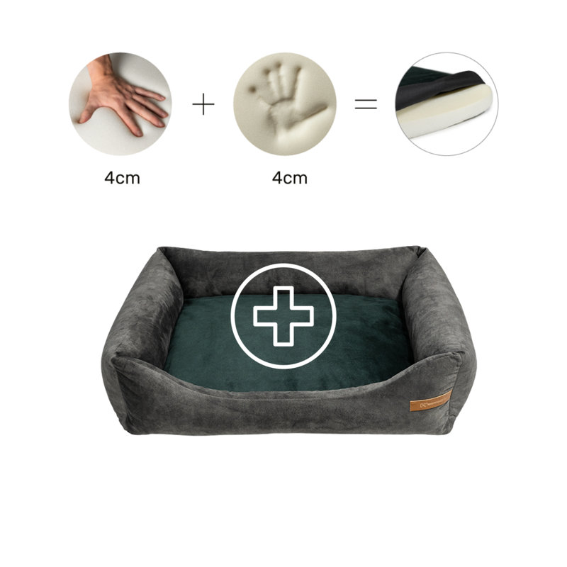Orthopedic Polyester Pet Bed, 20cm H x 85cm W x 105cm D, Khaki/Dark Green
