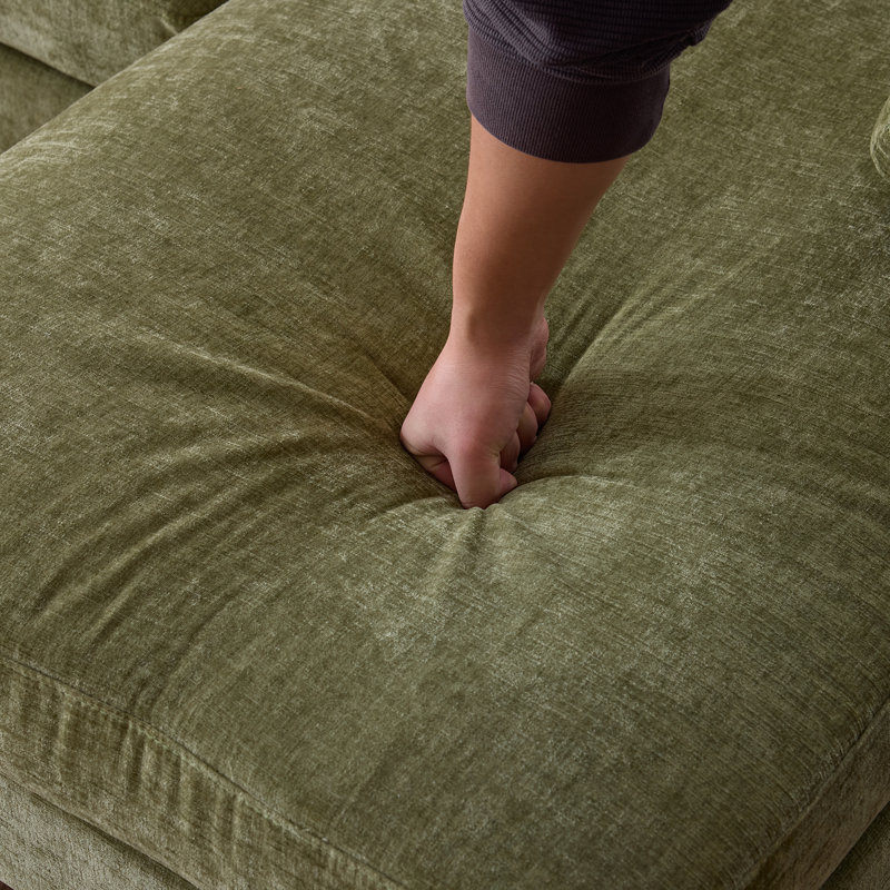 Trego Upholstered U-Shaped Sectional Symmetrical, Green Chenille