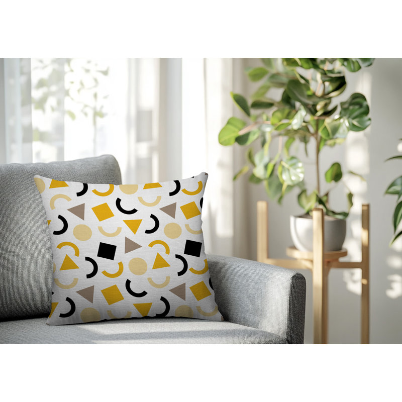 Oreiller carré réversible intérieur / extérieur Fazzal, Carré 20 po, Jaune