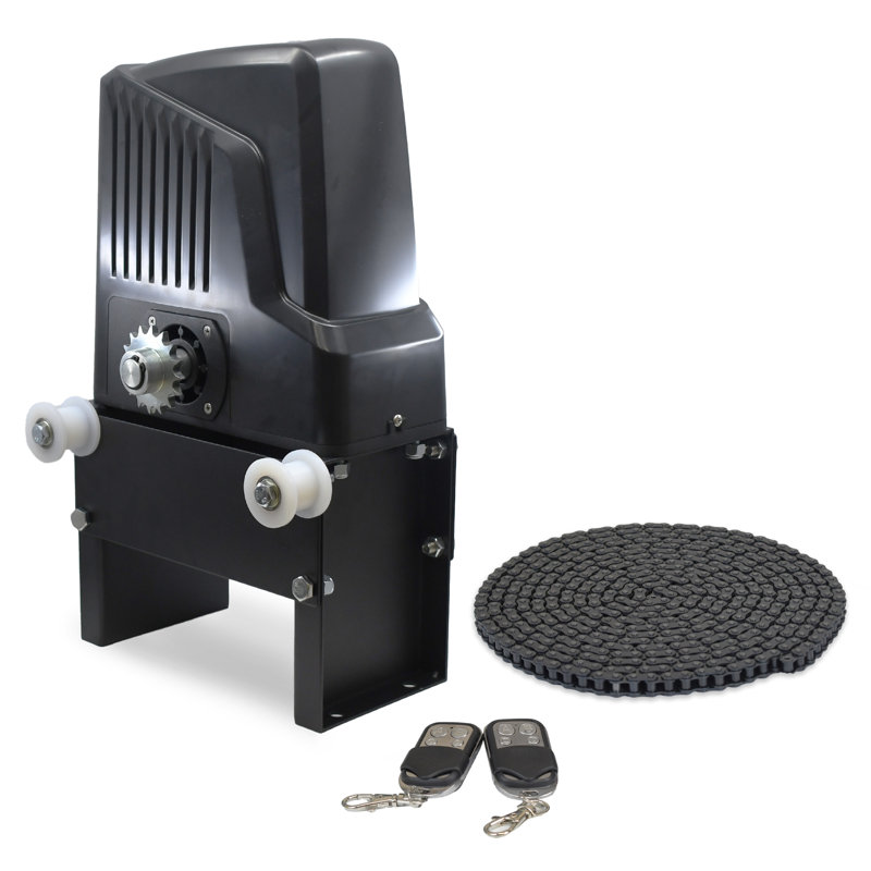 ALEKO Black Chain-Driven Sliding Gate Opener Kit with Remotes