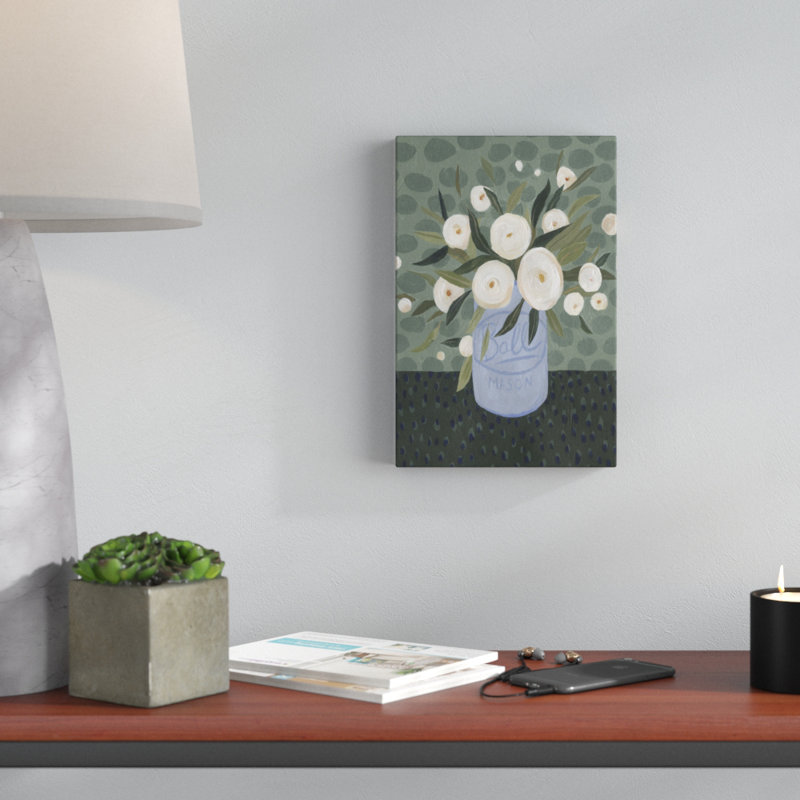 Mason Jar Bouquet III by Emma Scarvey - Painting Print, 30cm H x 20cm W, Wrapped Canvas
