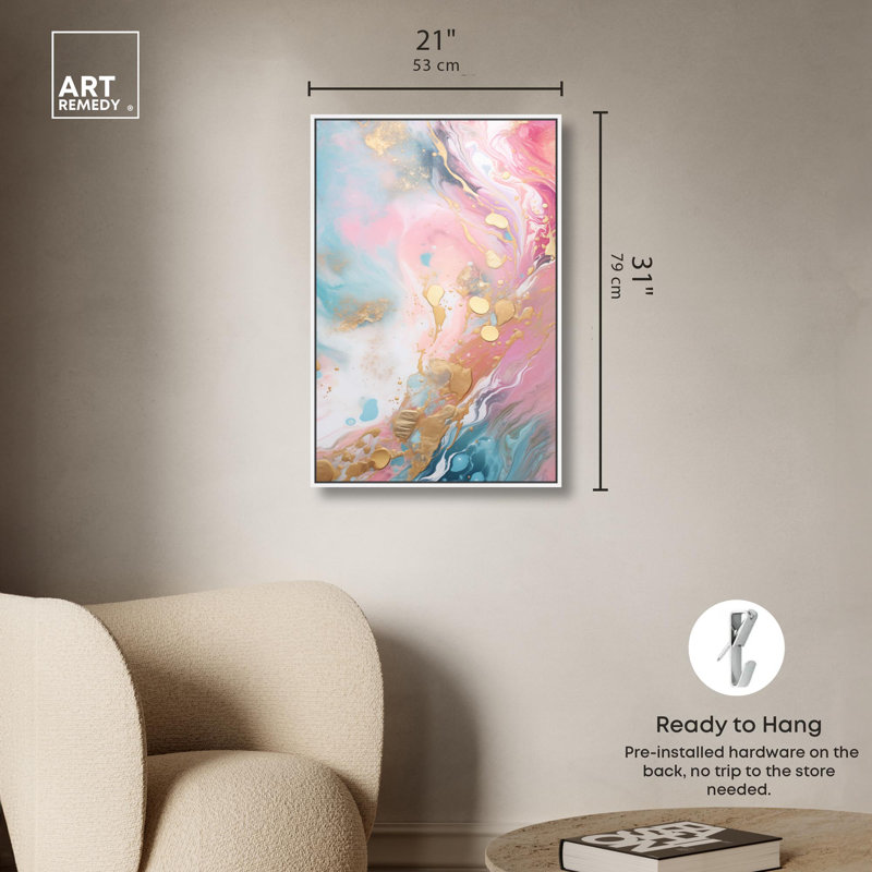 Art mural sur toile Cosmic Streams Geode par Art Remedy, H 31 po x l 21 po, Cadre blanc