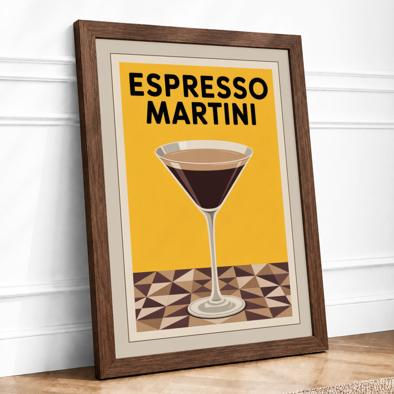 Espresso Martini Retro - Framed Print, A1 - 84.1 x 59.4 cm, Walnut