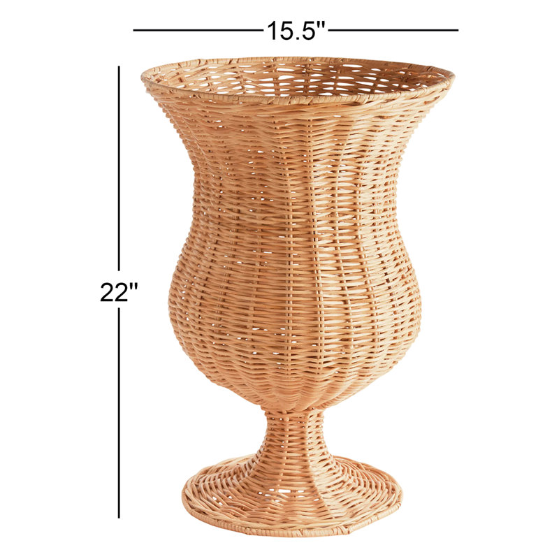 Urne classique tissé sur pied en rotin Lesles, H 22 po x l 15,5 po x P 15,5 po