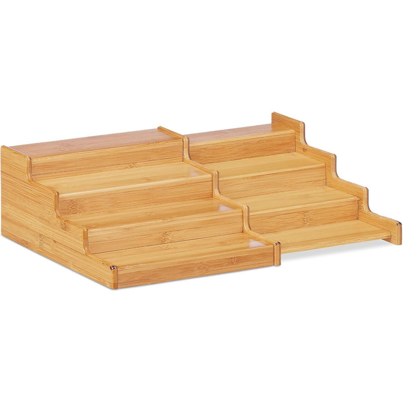 Cohocton 4-Tier Kitchen Bamboo Expandable Spice Rack Organizer Cabinet Display Shelf Step