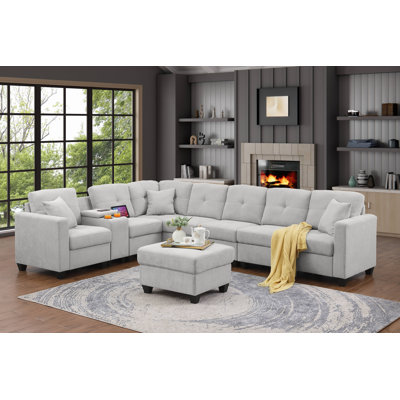 Takeesha 9 - Piece Upholstered Sectional by Latitude Run