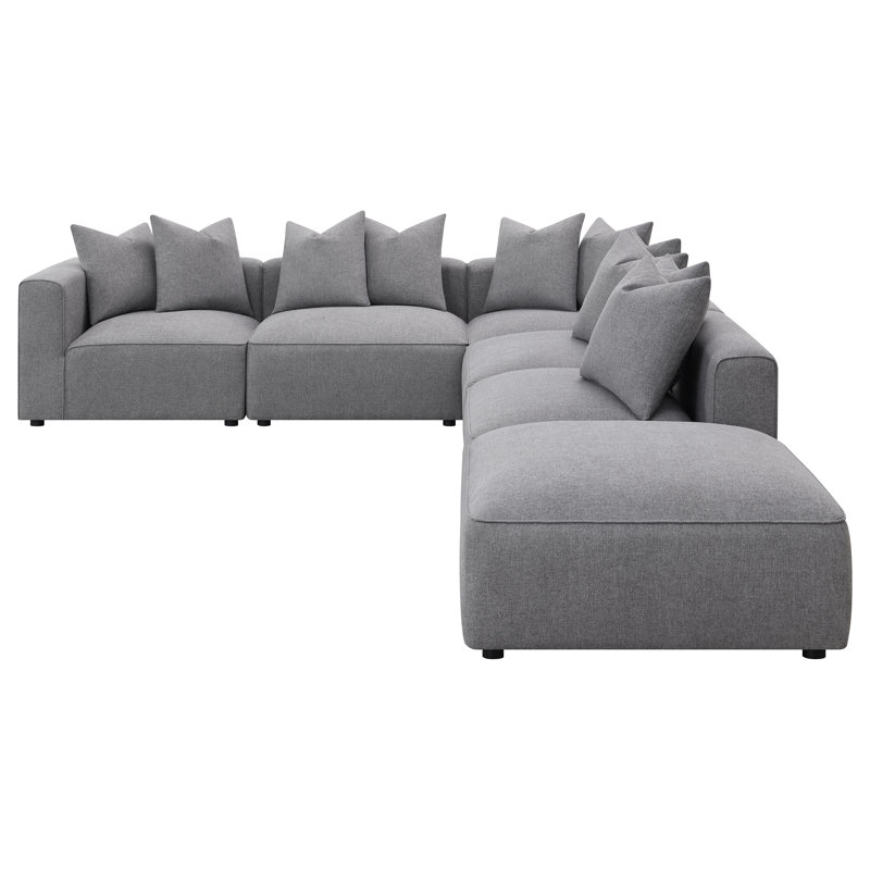 Canapé modulaire rembourré 6 pièces Gris, Mélange de polyester gris