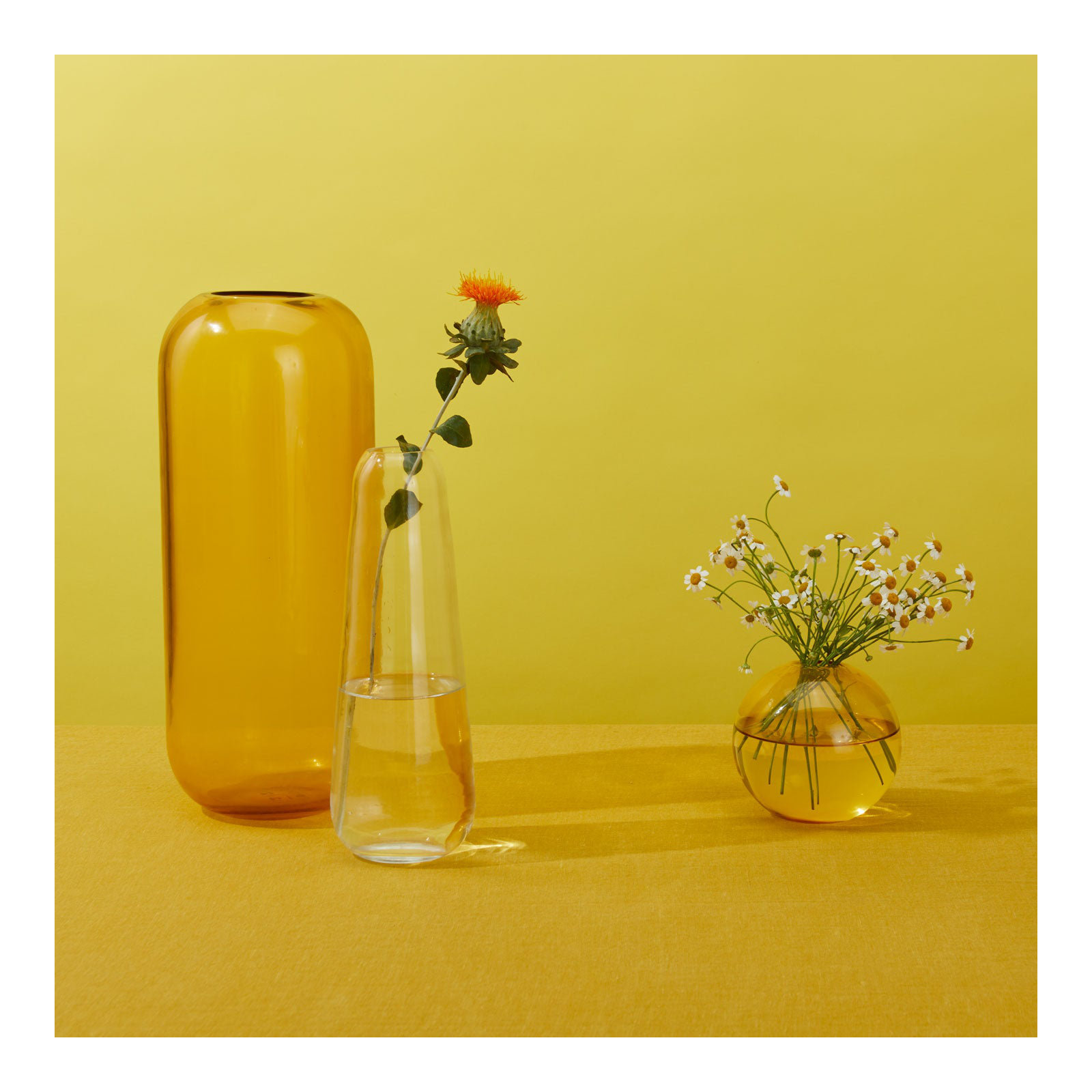 Aurora Handmade Glass Table Vase, 12.5" H x 5" W x 5" D, Amber