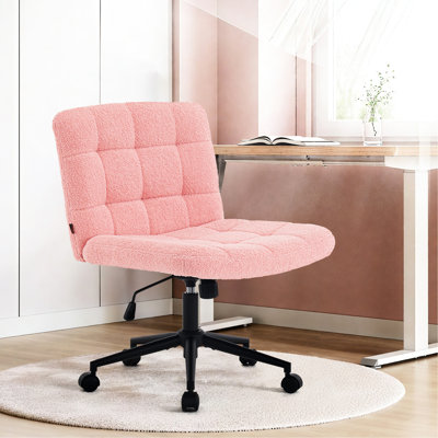 Chaise de bureau avec roulettes, chaise de bureau sans accoudoirs avec support lombaire, chaise d'ordinateur pivotante à 360 °