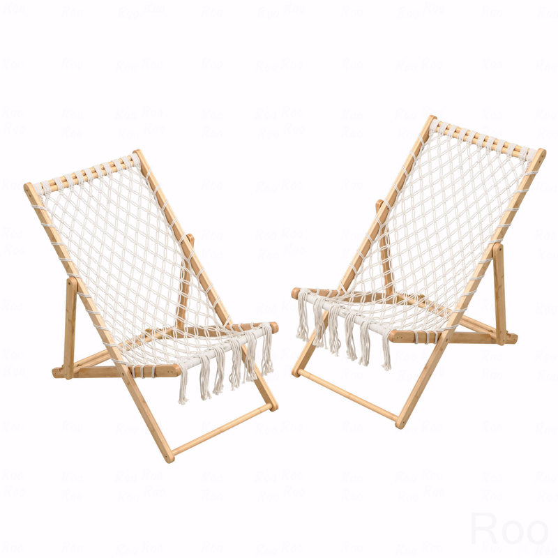 Ensemble de 2 chaises d'extérieur tissées avec corde tissée à la main