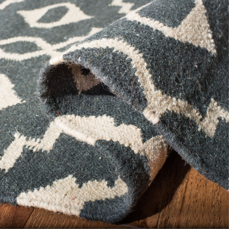 Tapis géométrique en laine tissé à la main Rodgers, Rectangle 8 pi x 10 pi