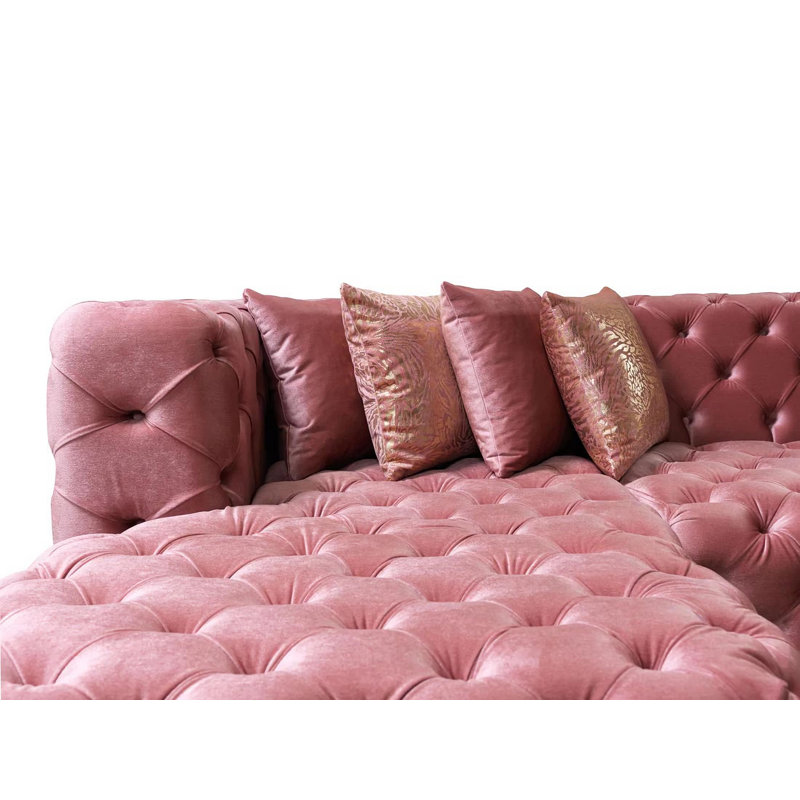 Canapé modulaire 3 pièces Madelene, Velours rose