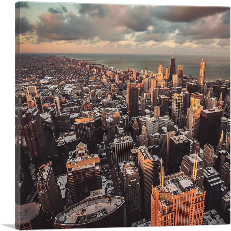 City of Chicago - reproduction de photo sur toile tendue, H 18 po x l 18 po x 1,5 po
