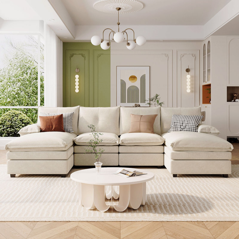 Canapé modulaire Basic, canapé en chenille avec accoudoirs réglables