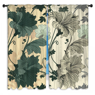 Rideaux de fenêtre à motif floral obscurcissant et obscurcissant - 2 panneaux