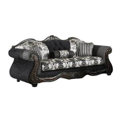 94.4" W Traditional Sofa, Black