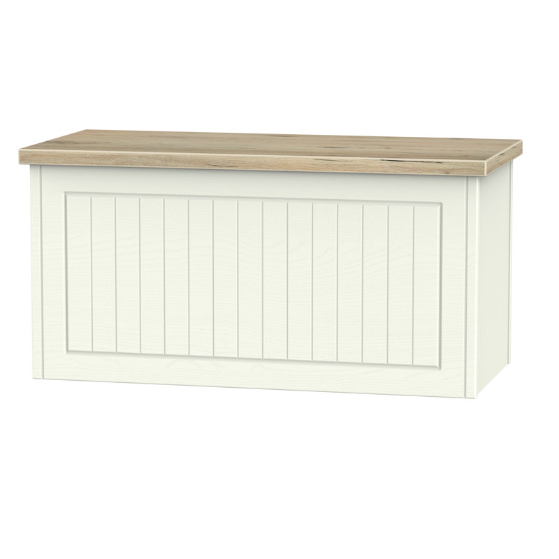 Fully Assembled Zenfield Blanket Trunk, Cream Ash/Bordeaux Oak