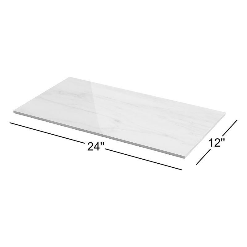 Everstone 12" x 24" Polished Marble Look Porcelain Floor and Wall Tile, Dolomite Snow