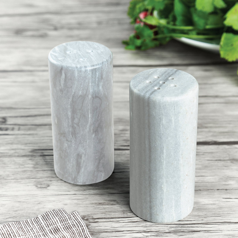 Ensemble de salière et poivrière en marbre blanc et noir Fox Run Brands Brands, ensemble de 2, Grey