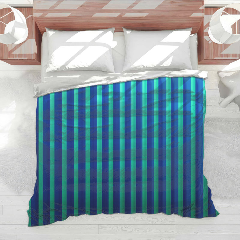 Blue Vertical Stripes Comforter, King