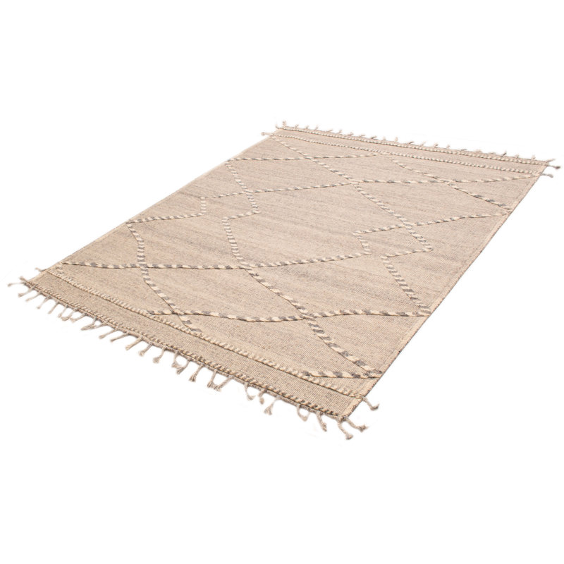 Tapis gris clair en laine noué à la main 8 pi 1 po x 9 pi 9 po Tanger