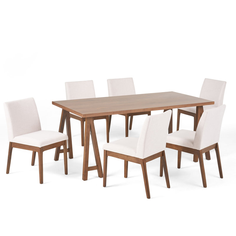 Ensemble repas pour 6 personnes, Noyer, Beige clair