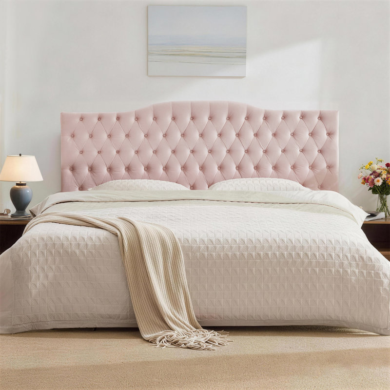 Tête de lit tapissier Aveigha, Grand, Velours rose