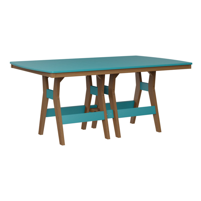 Berlin Gardens Harbor 72″ Rectangular Bar Table, Aruba Blue, 38.87" H x 72" W x 44" D, Natural Teak
