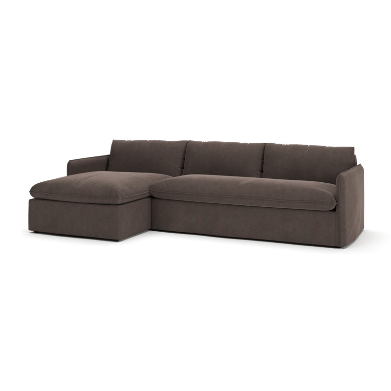 Canapé modulaire 2 pièces Bellatrix, Velours performance bois de frêne Bella, Orienté à gauche (vu de face)