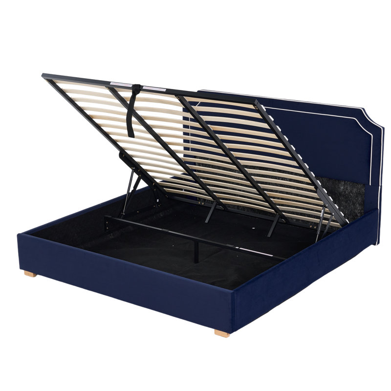 Lit de rangement rembourré Waverton, Blue, King