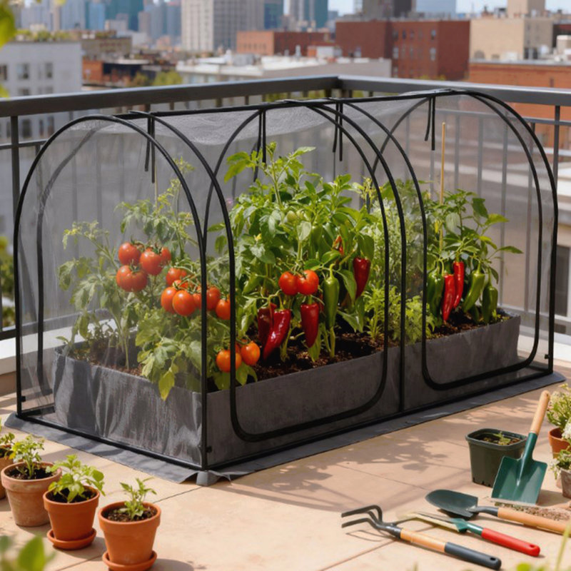 Plant Protection Tent,Crop Cage with Two Zippered Doors,Storage Bag and Ground Stakes, for Garden,Yard,Lawn, Black