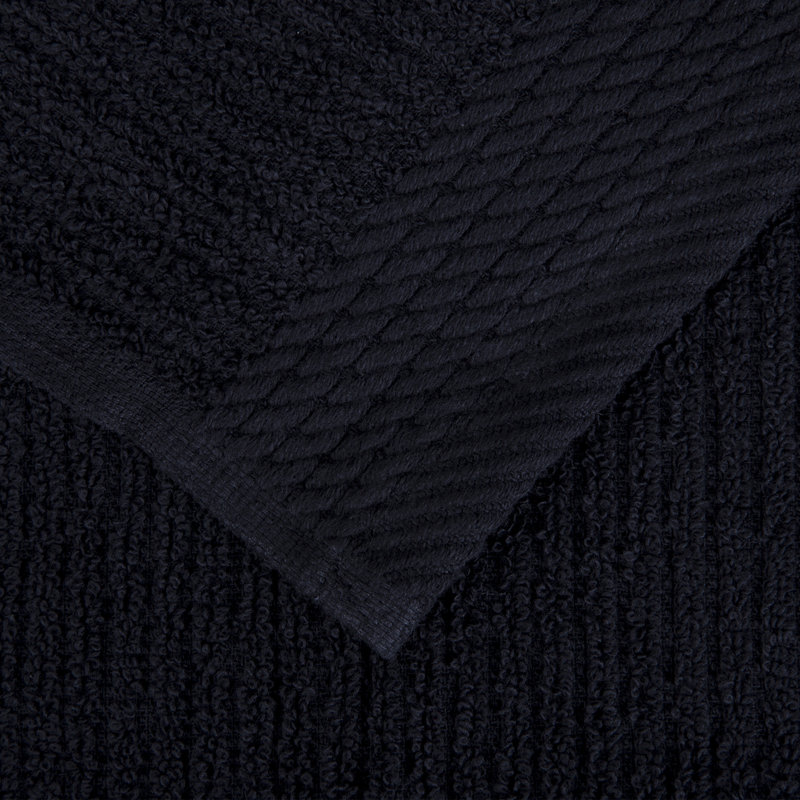 Airyonna 10-Pc Bath Towel Set - Luxurious 100% Cotton Ribbed Pile Absorbent Bathroom Set Towels, Black