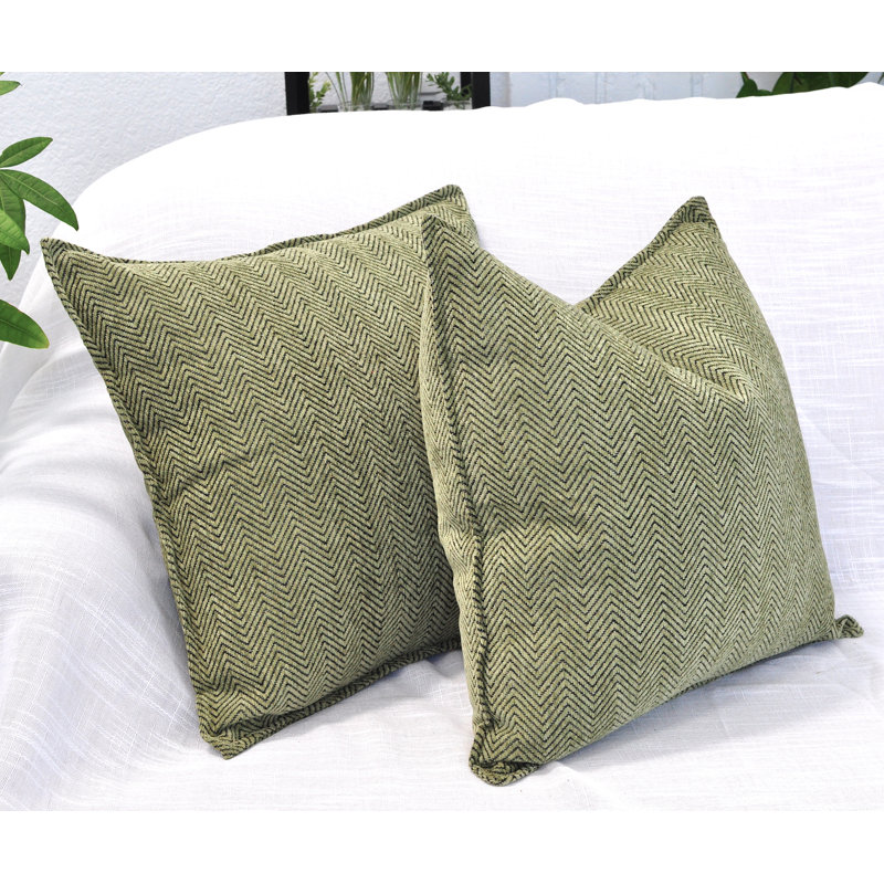 Housses de coussin Chevron , Vert sauge, H 16 po x l 16 po, Polyfill