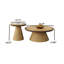 Ensemble de tables basses modernes 2 pièces avec bord festonné, table basse ronde en bois et table d'appoint pour le salon et la chambre à coucher