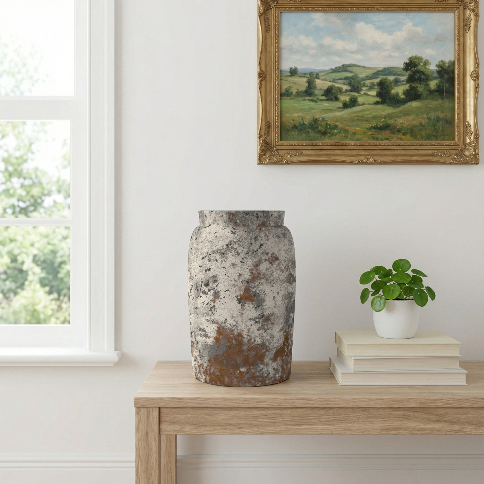 Kacie Gray Indoor / Outdoor Terracotta Table Vase, 15.75" H x 10.24" W x 10.24" D