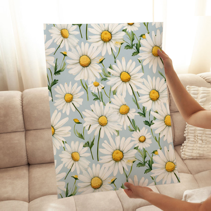 «Floral Daisy Flowers VI», reproduction d'art moderne sans cadre, H 36 po x l 24 po