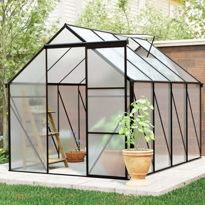 Serre en polycarbonate surélevée de 6 pi x 8 pi et serres robustes en aluminium pour une cour extérieure