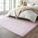 Umeh Cozy Faux Rabbit Fur Area Rug Machine Washable Rug in Pink