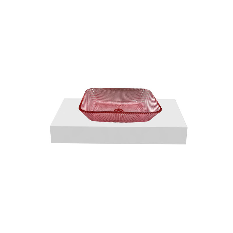 Lavabos vasques rectangulaires noirs en cristal avec base blanche 36 "Charlie, Rose
