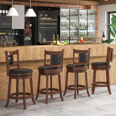 Acelee Swivel Upholstered Counter Stool with Solid Wood Frame
