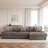 3 - Piece Upholstered Light Brown Faux Rabbit Fur Flannel Modular Sectional Sofa with Armrests & Throw Pillows-1817654549