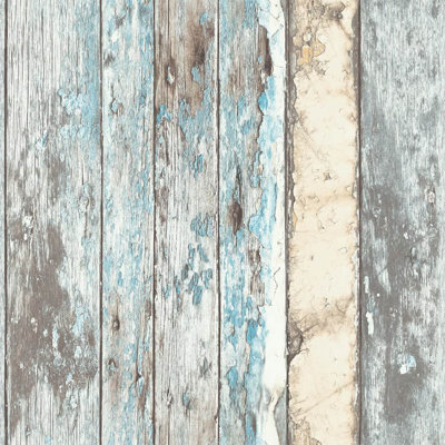 Dutch Wallcoverings Wallpaper ScrapWood Blue