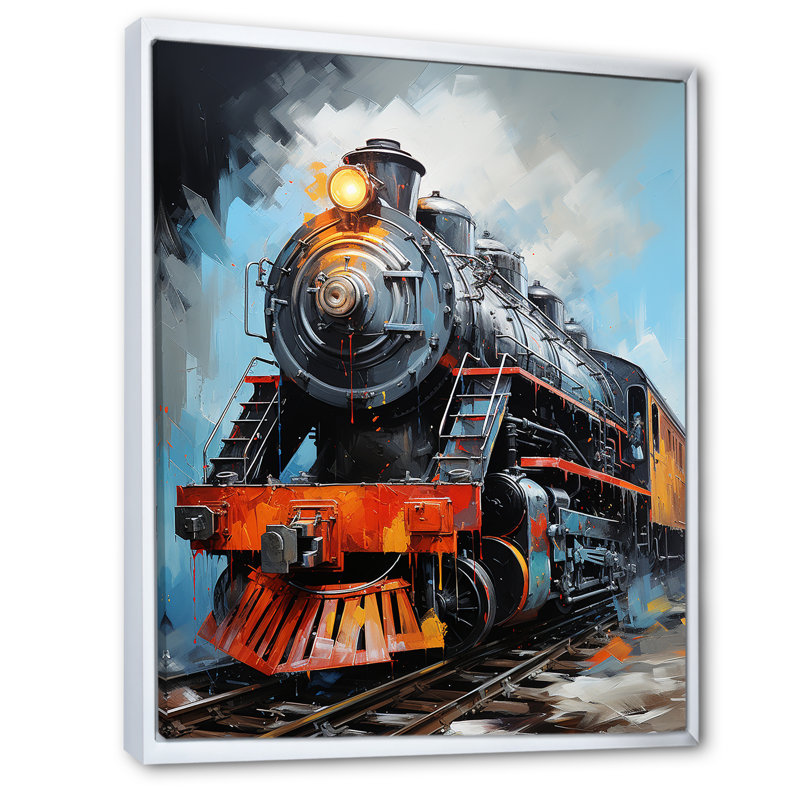 Train fluide sur toile, H 20 po x l 12 po x P 1 po, Cadre flottant blanc