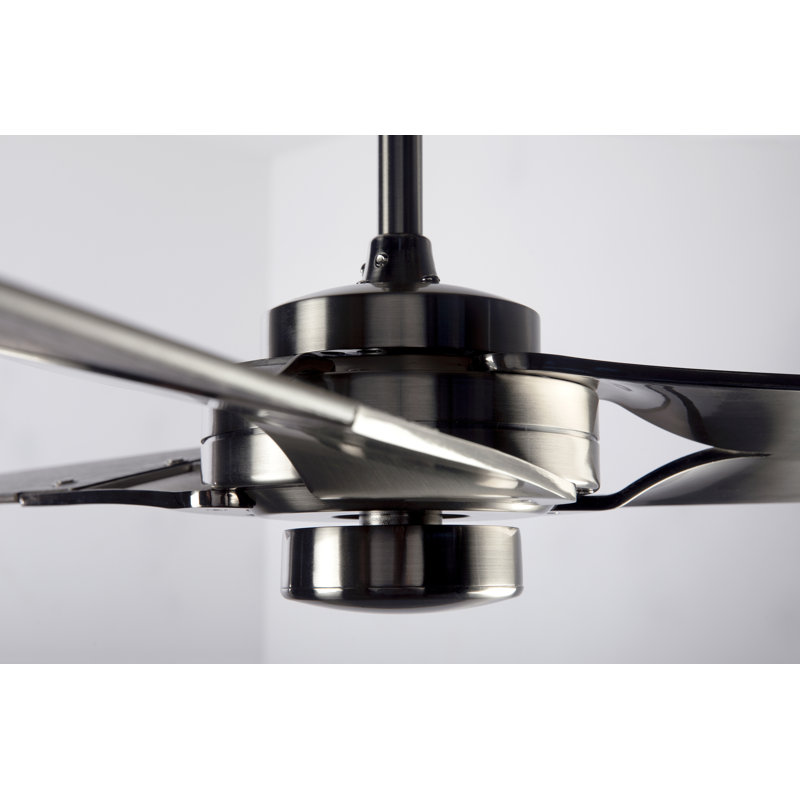 Torsion Downrod Ceiling Fan, Bright Nickel, Wall Control with Remote Handset (2-wire), Nickel