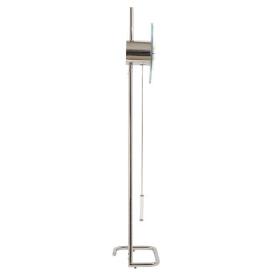 Z Modern Grandfather Clock, Polished Stainless Steel, Floating Glass Dial, Touch Controlled LED Ligh