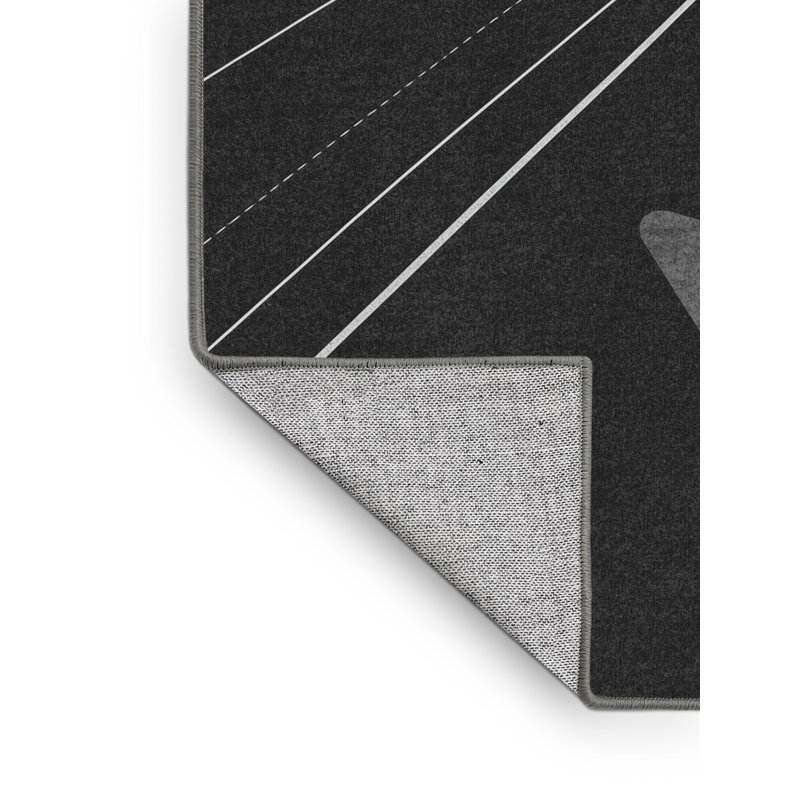 Machine Washable Marvale Basketball Three Point Shot Minimalist Solid Color Rug in Gray – Gray Binding, 8x10